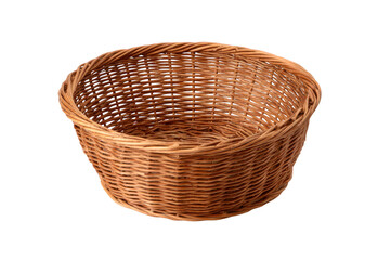 Empty Wicker Basket Isolated on Black Background Handwoven Willow Storage Container