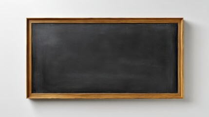 Stylish Black Chalkboard with Wooden Frame on a White Wall
