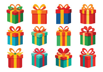 Colorful Gift Boxes with Ribbons Festive Presents for Celebrations and Special Occasions