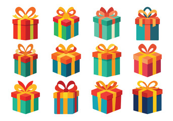 Colorful Gift Box Collection for Celebrations and Special Occasions Vector Art