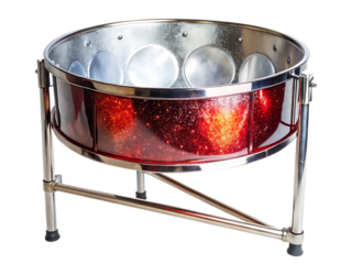 Sparkling steelpan drum, Caribbean music instrument isolated on white background ,PNG AI Generated.