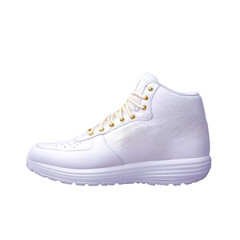 Stylish White High-Top Athletic Shoe with Gold Accents for Fashionable Sports and Casual Wear