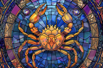 Astrological abstract composition with concept of Cancer zodiac sign symbol