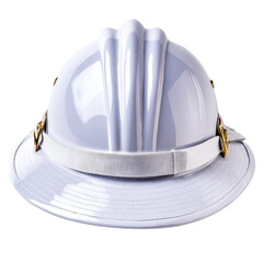 Glossy white hard hat with decorative top for construction safety and industrial protection