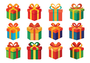 Colorful Gift Boxes with Ribbons for Celebrations and Special Occasions