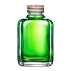 Glass bottle with vibrant green liquid and metallic cap, perfect for showcasing natural health products