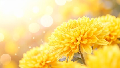 黄色の菊の花をクローズアップで撮影した写真です。
浅い被写界深度で花を際立たせ、背景は柔らかい秋のボケで包まれています。