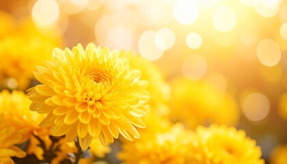 黄色の菊の花をクローズアップで撮影した写真です。
浅い被写界深度で花を際立たせ、背景は柔らかい秋のボケで包まれています。