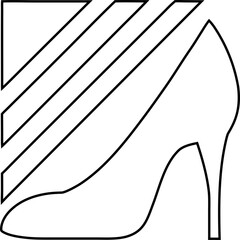 Modern high heel shoe outline vector icon, great for boutique logos, fashion marketing, and beauty product branding.