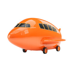 Whimsical orange cartoon airplane on black background evoking childhood dreams