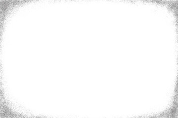 Fototapeta premium Noisy grainy gradient frame. Stipple grunge border on white background. Dotted sandy vector dust gradation. Gritty retro rectangle graphic.