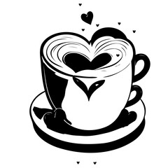 A heartwarming cup of coffee with a love heart design on the foam and in the steam expressing