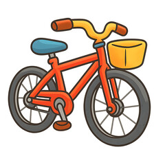 Fototapeta premium Cartoon Kids Bicycle with Basket Illustration Isolated on White