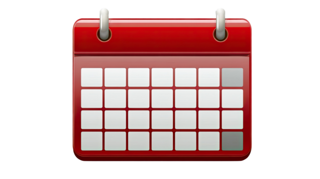 Red calendar with flip design symbolizing organization and planning