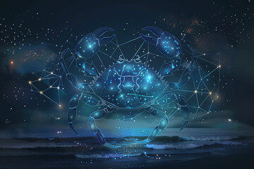 Astrological abstract composition with concept of Cancer zodiac sign symbol
