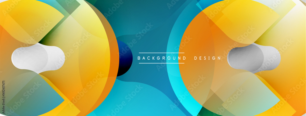 Poster abstract geometric shapes, vibrant colors, dynamic composition. modern design elements create visual