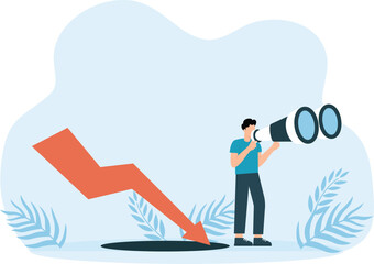  Financial crisis and Global economic money problem, Businessman Bankruptcy unpaid loan debt, investment failure company startup collapse, people and falling arrow concept
