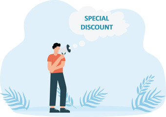 A businessman's hand holds a megaphone. in the conversation bubble the word question and answer concept
