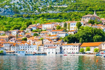 Aerial view of old town of Bakar in Kvarner bay, Adriatic coast, Croatia