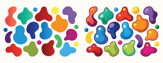 Vibrant abstract blob shapes assortment funky colorful organic forms fluid design elements