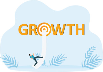 Business goal and business opportunity. Businessman running on the upward arrow into the growth. Career or investment opportunity symbol, The financial market and stock exchange with symbol of success