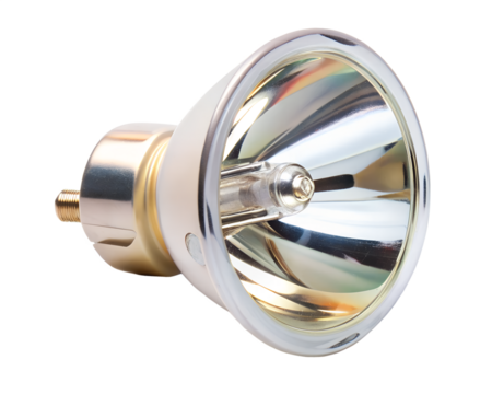 Halogen spotlight bulb with reflector, isolated on transparent background
