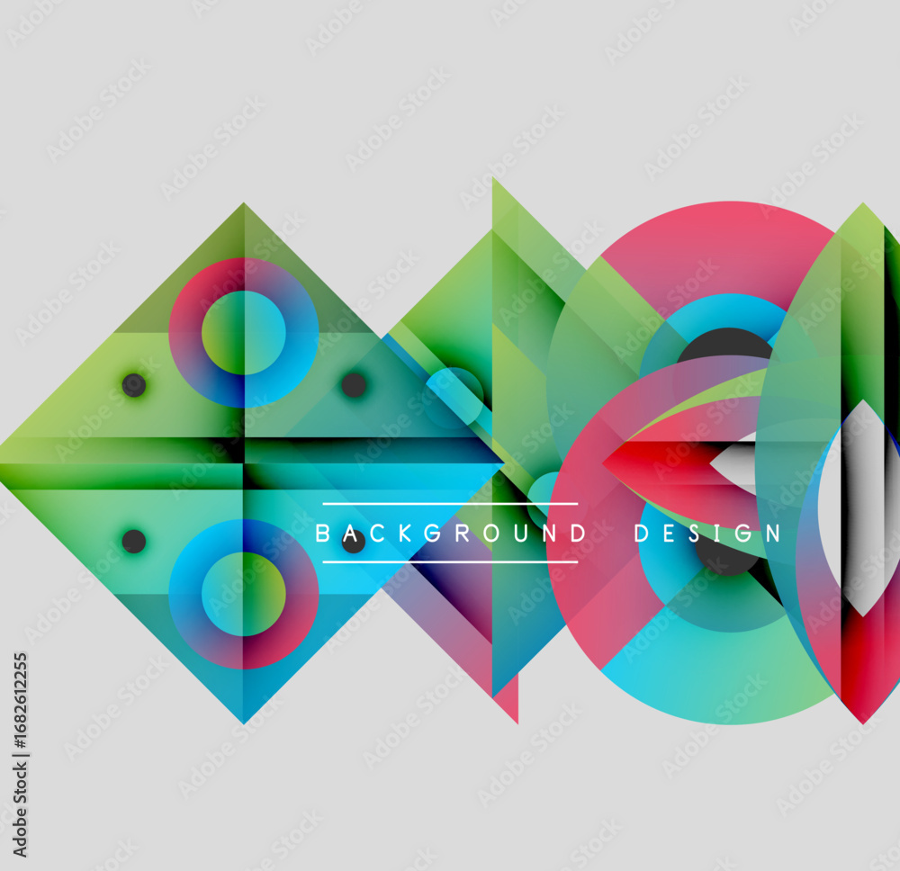 Poster abstract geometric composition. overlapping shapes create vibrant visual effect. modern design eleme