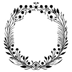 Botanical frame design featuring floral elements creating a decorative border enhancing visual