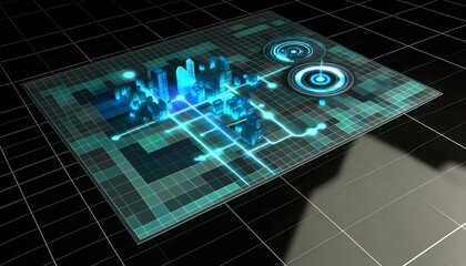 Futuristic City Map Interface