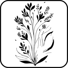 Botanical illustration showcasing elegant floral arrangement with delicate leaves in minimalistic