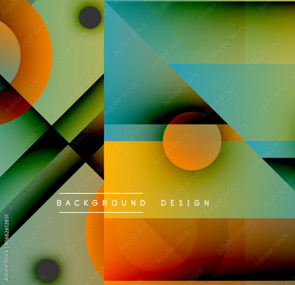 Poster abstract geometric design. overlapping shapes create vibrant color gradients. modern aesthetic, suit