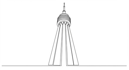 Minimalist line art of iconic tower, perfect for architectural design projects and concepts
