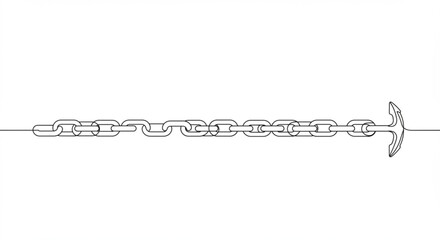 Minimalist line art anchor and chain representing strength, security, and connection concepts