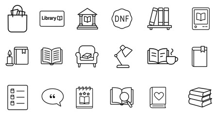Book Reading icons set. vector. editable	