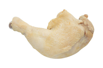 Boil chicken thigh with bone isolated on a transparent background.