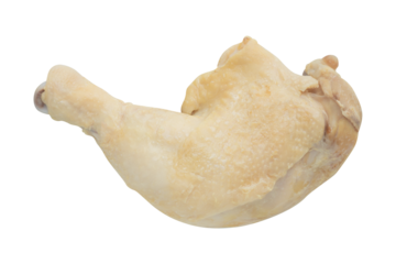 Boil chicken thigh with bone isolated on a transparent background.