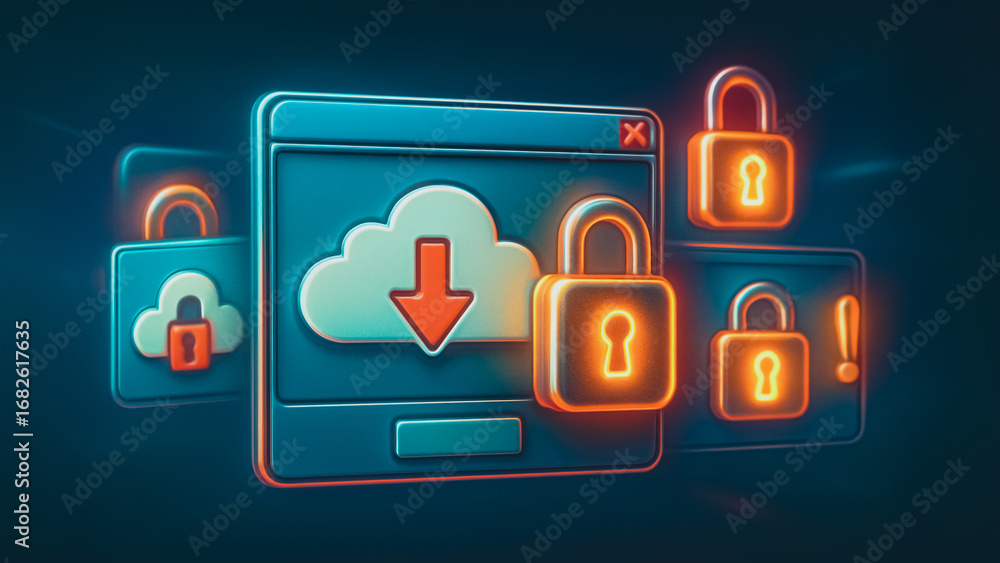 Aufkleber secure cloud data transfer: a visually compelling illustration showcasing the secure transfer of dat