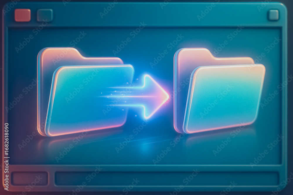 Aufkleber digital data transfer: illustrative of files being transferred between folders, the image uses a min