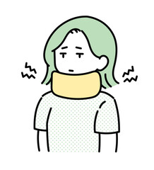 ネックサポーターを着ける女性のイラスト