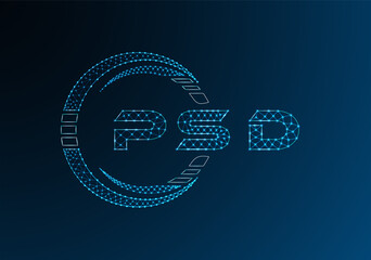 PSD low poly letter logo vector design. PSD lower poly logo design. Low poly logo.