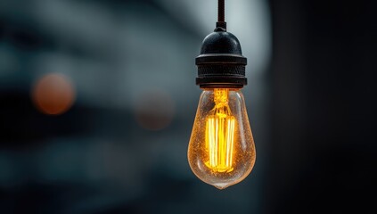 Warm, vintage Edison bulb hanging