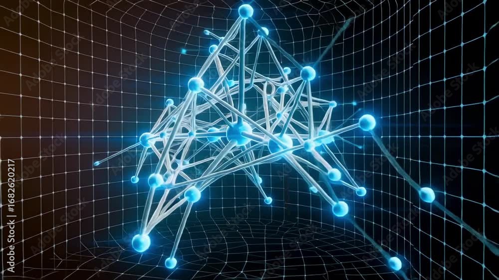 Aufkleber abstract network connection technology background with nodes and lines design render