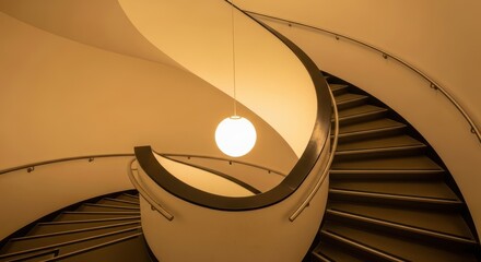 Obraz premium Elegant spiral staircase with modern design and unique lighting