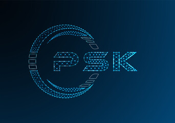 PSK low poly letter logo vector design. PSK lower poly logo design. Low poly logo.