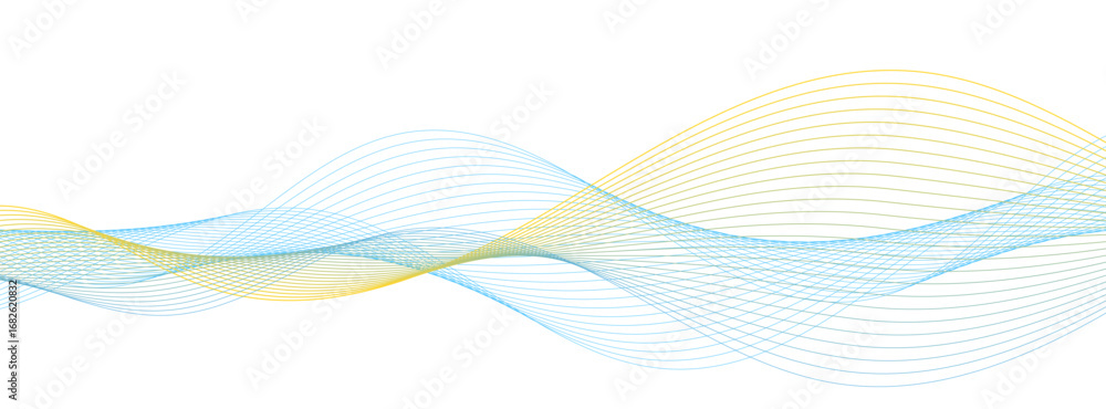 Poster elegant abstract flowing wave design with transparent blue and yellow lines for a modern website ban
