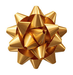 Gold star-shaped gift bow, highly detailed