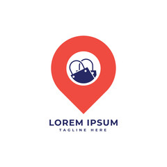 online shopping point logo design shopping bag location GPS creative modern minimal concept