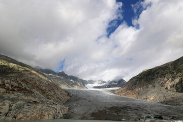Rhone Glacier in the Swiss Alps in the canton of Valais, Switzerland