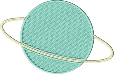 Colorful Embroidered Ringed Planet Design