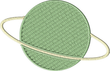 Colorful Embroidered Ringed Planet Design